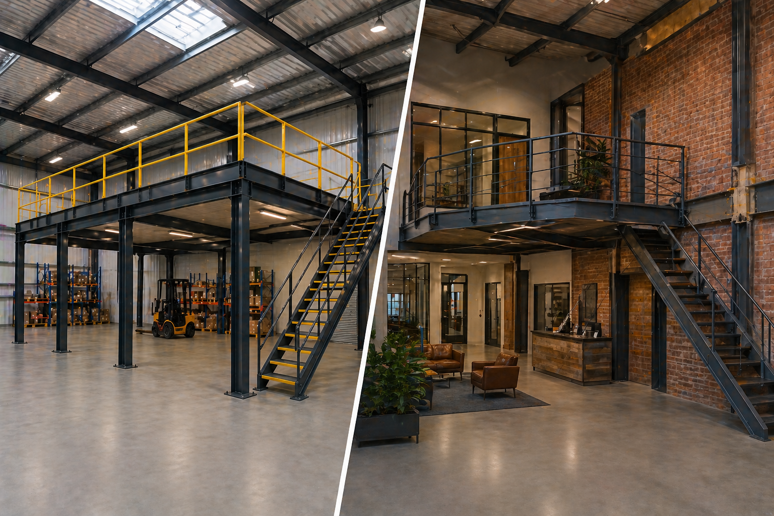 free standing v building supported mezzanines